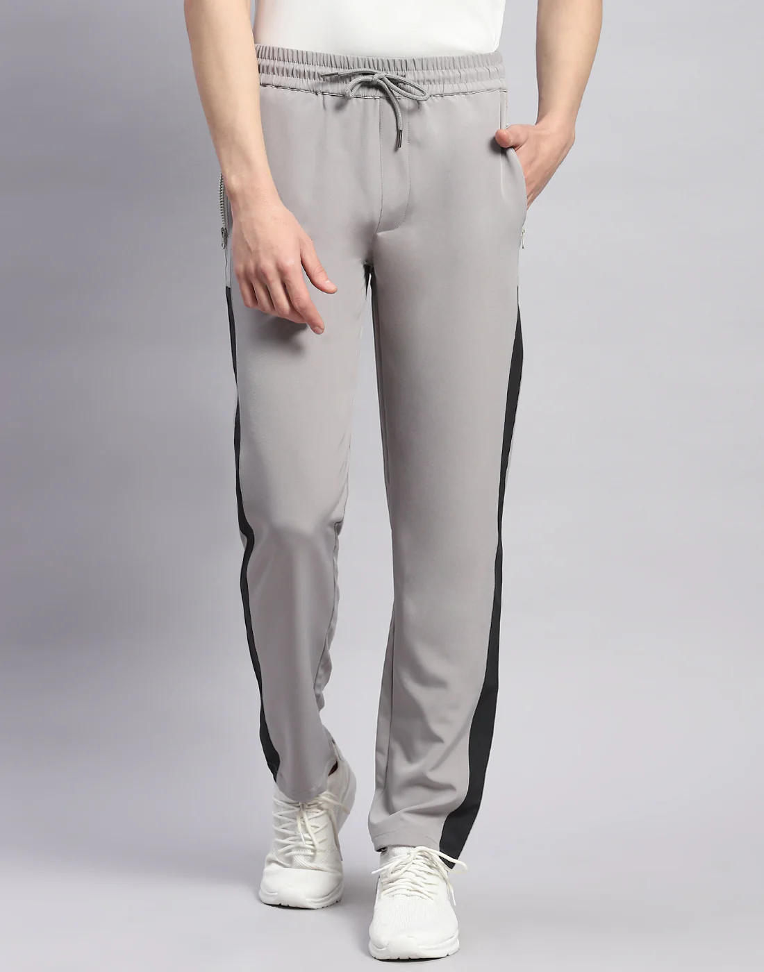 Men Grey Solid Regular Fit Lower
