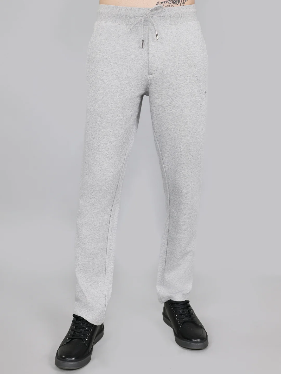 Men Grey Solid Regular Fit Lower