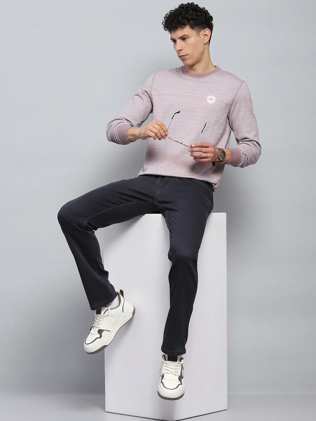 Men Grey Solid Straight Fit Denim - Image 2