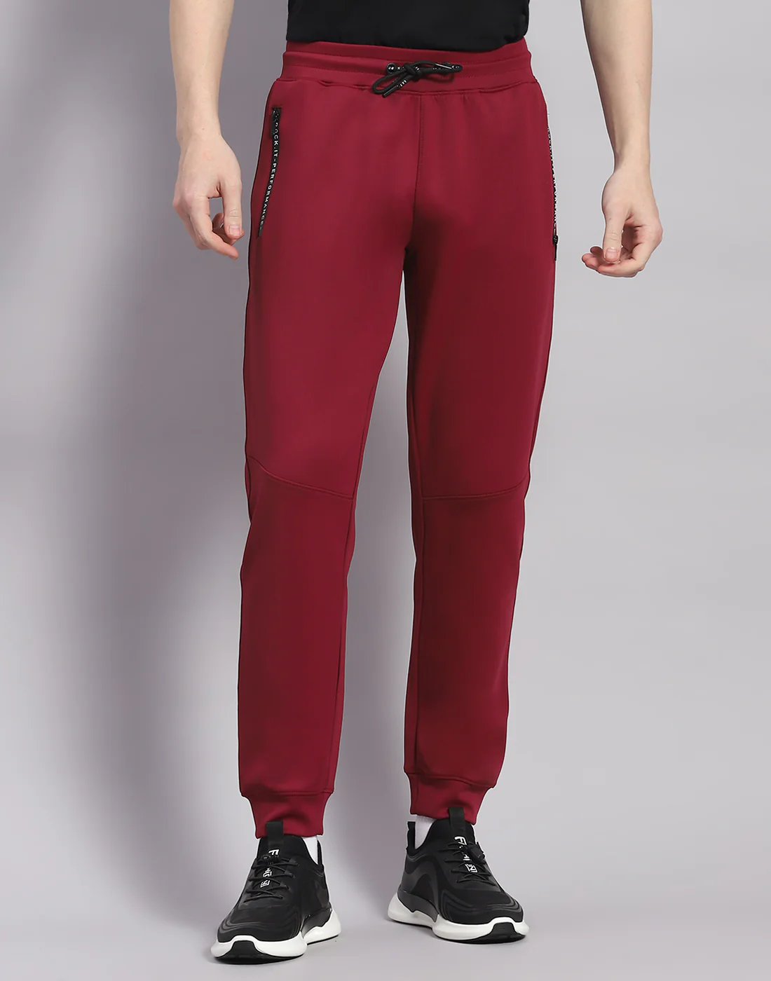 Rock.it Men Maroon Solid Regular Fit Lower