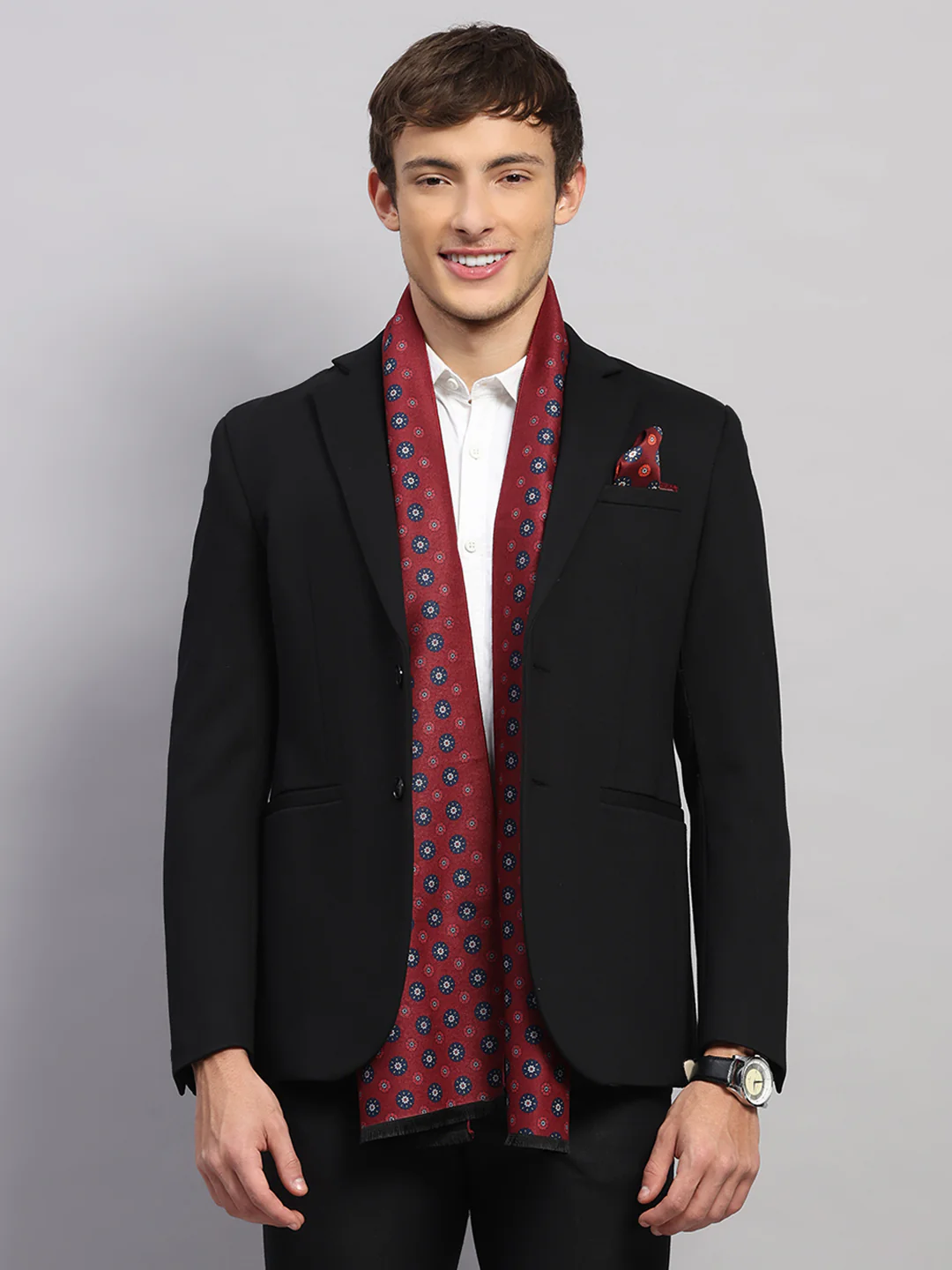 Men Multicolor Self Design Wool Muffler