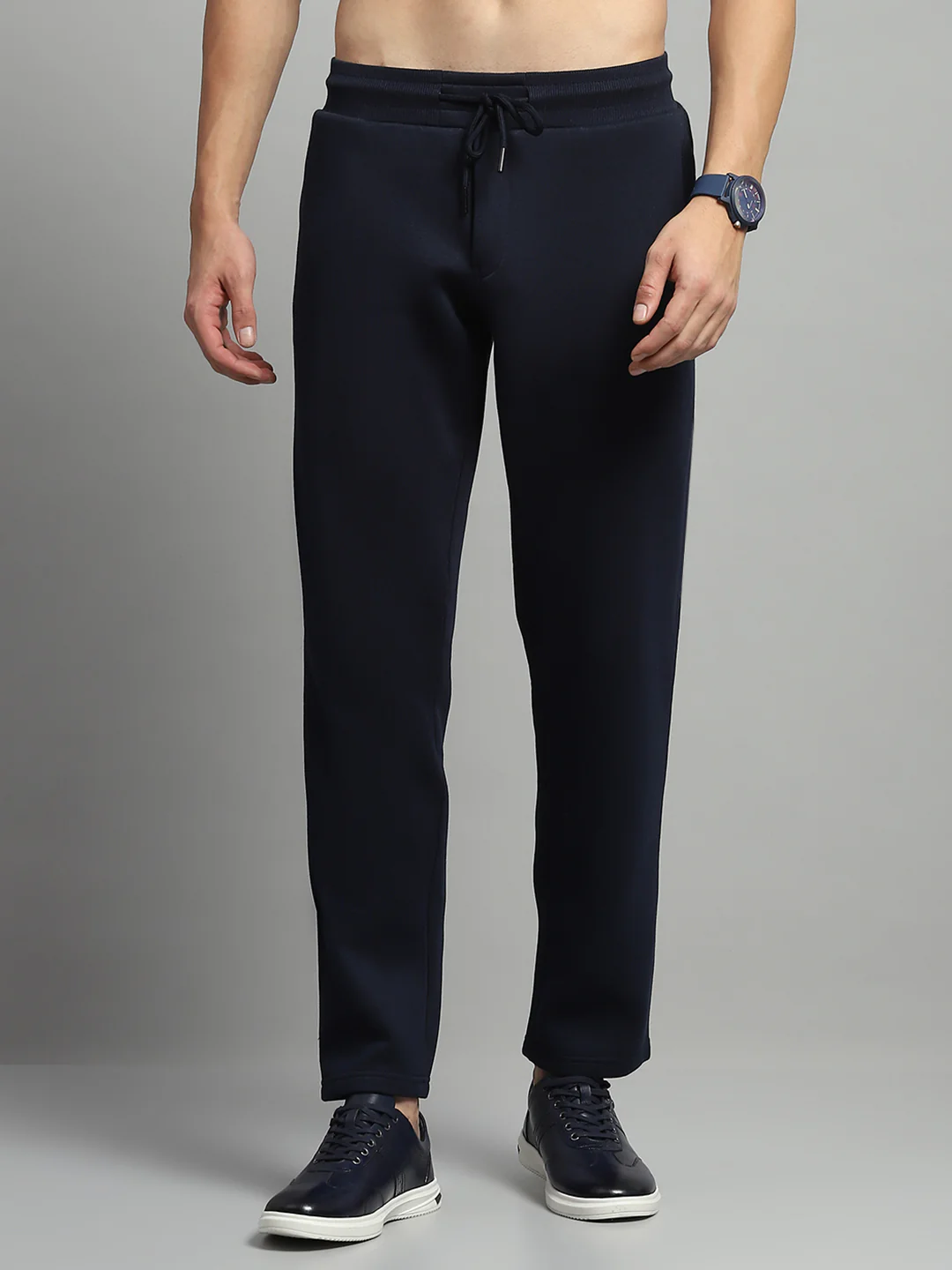 Luxuria Men Navy Blue Self Design Lower