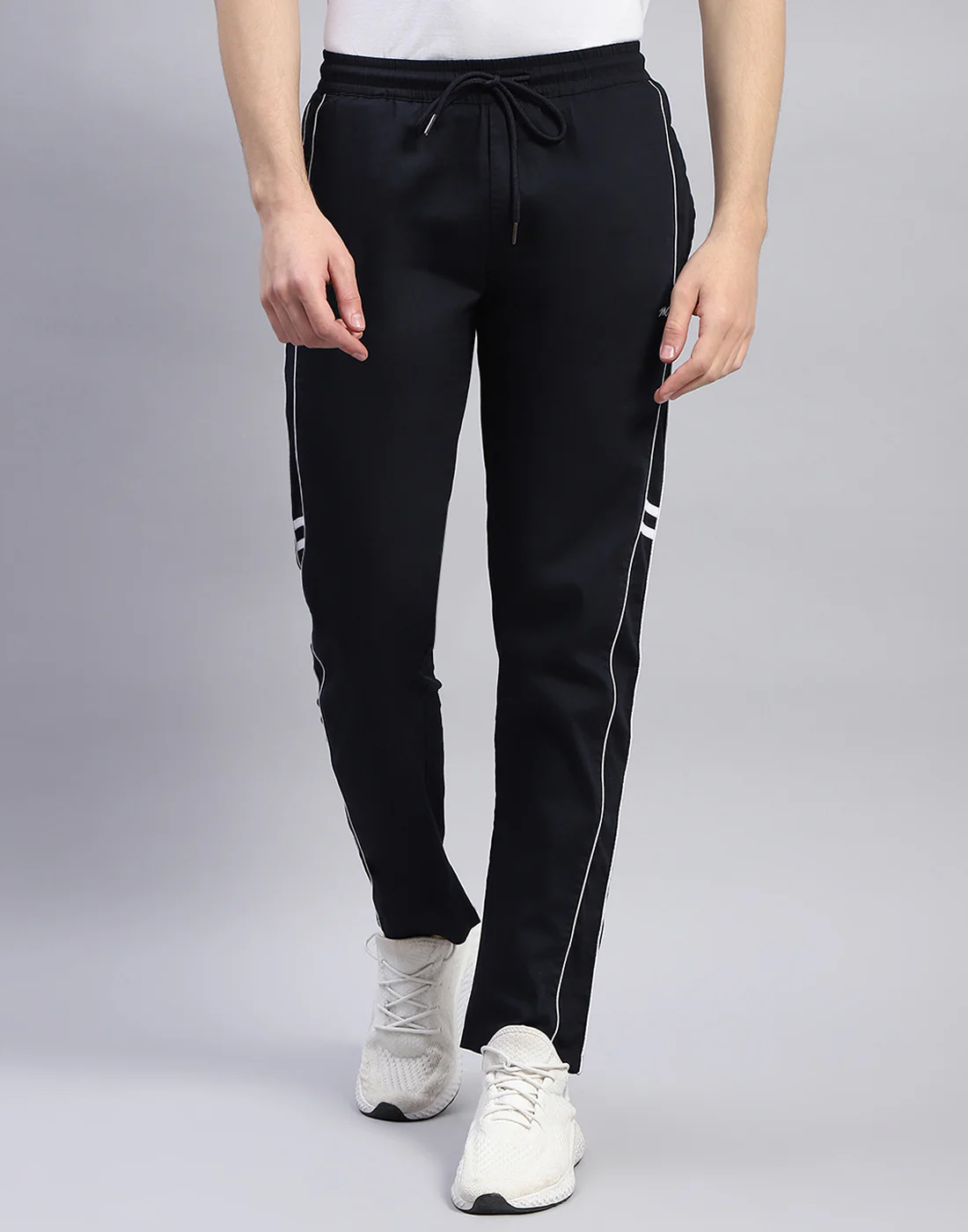 Men Navy Blue Solid Regular Fit Lower