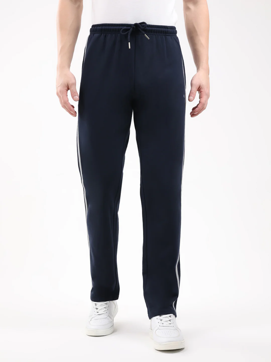 Men Navy Blue Solid Regular Fit Winter Lower