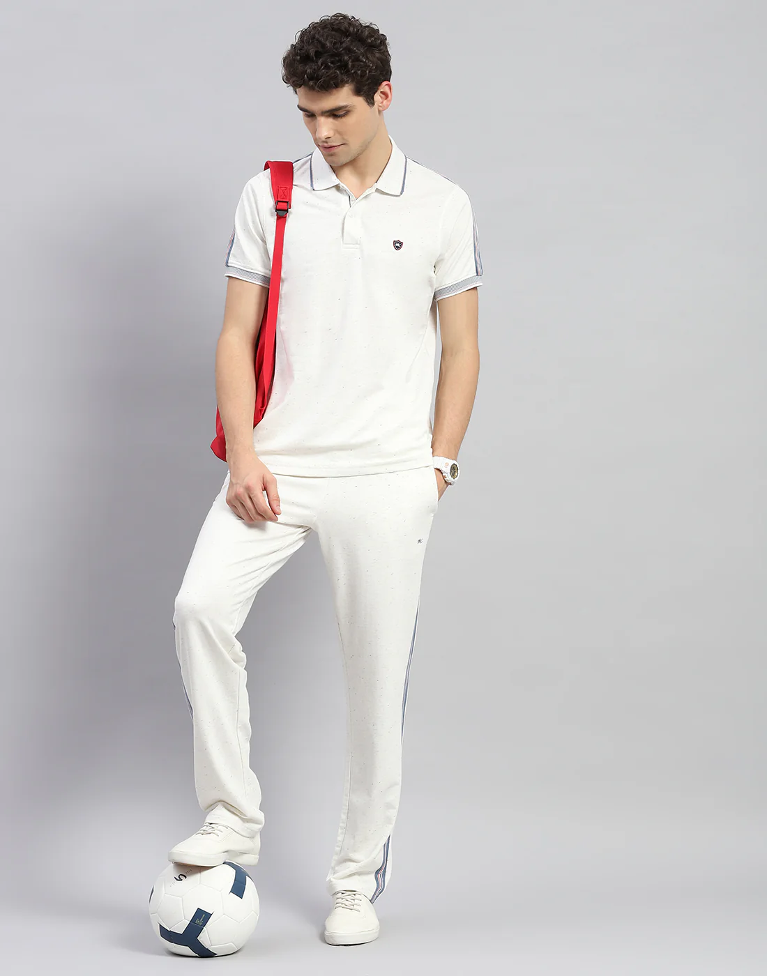 Men Off White Solid Half Sleeve Lower Set - Image 2