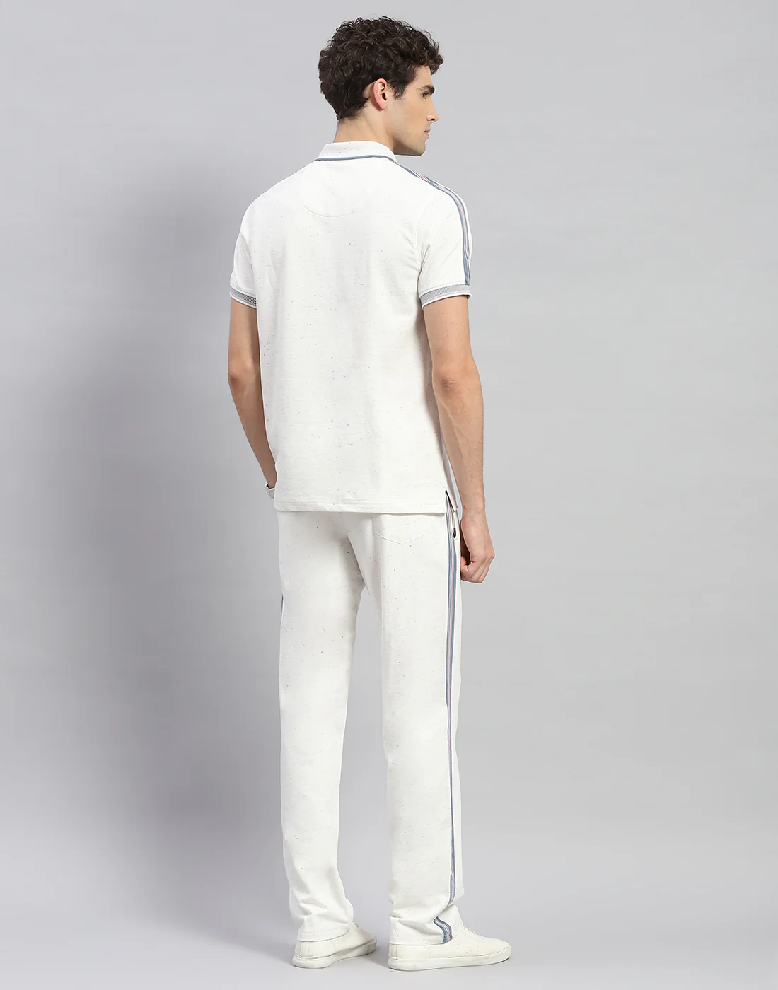 Men Off White Solid Half Sleeve Lower Set - Image 5