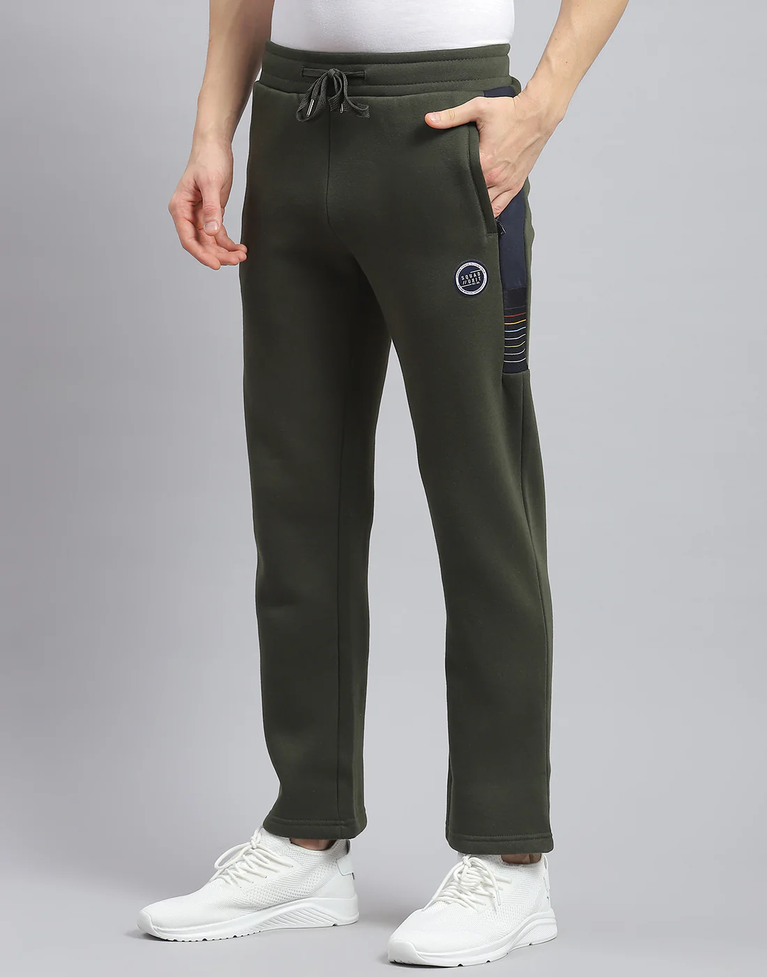 Men Olive Printed Regular Fit Winter Lower