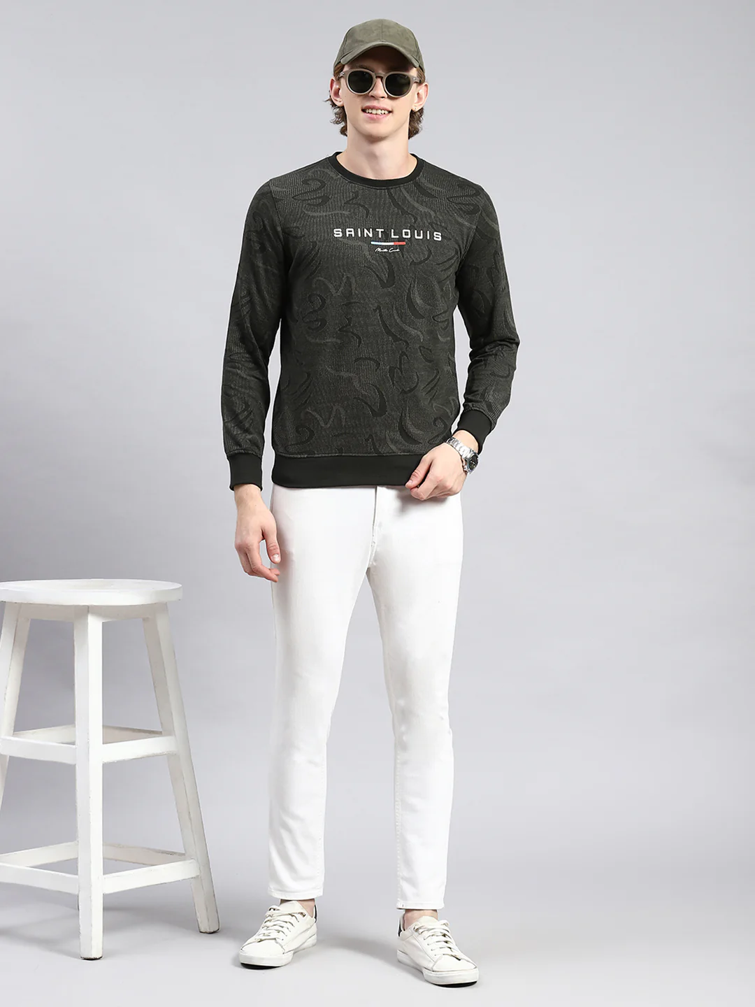 Men Olive Stripe T-Shirt