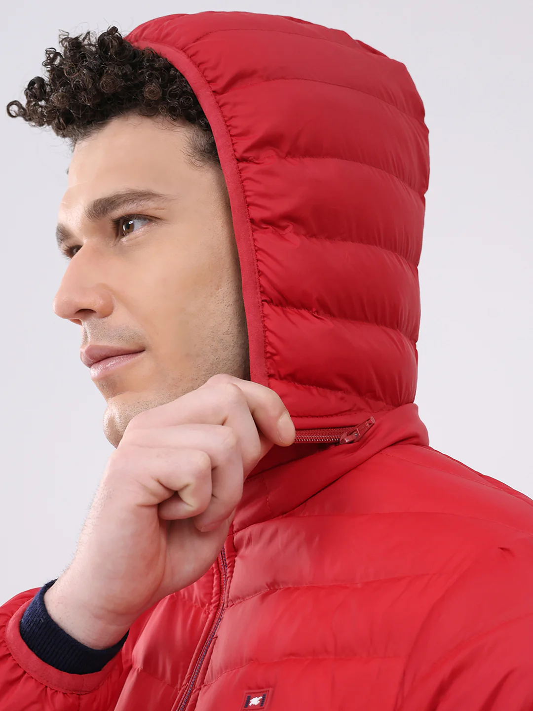 Men Red Solid Hooded Full Sleeve Jacket - Image 7