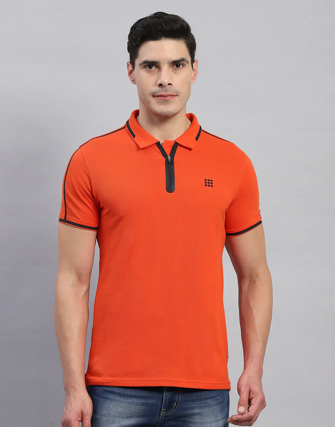 Rock.it Men Rust Solid Collar Half Sleeve T-Shirt