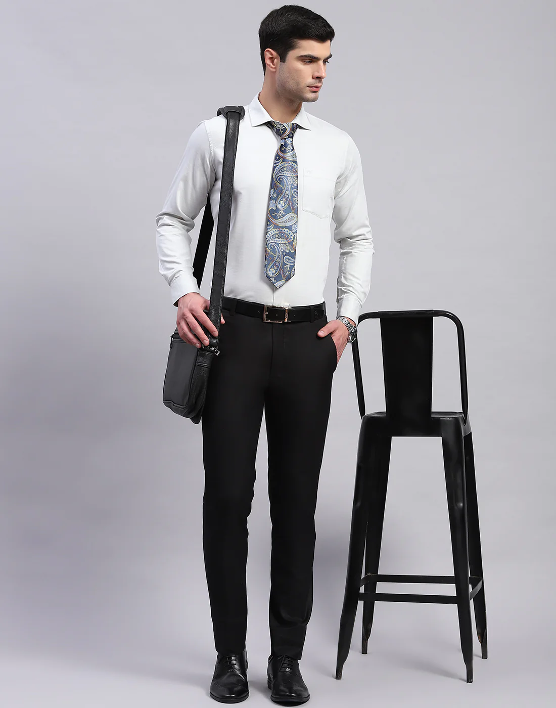 Men Sea Green Solid Collar Full Sleeve Shirt - Image 2