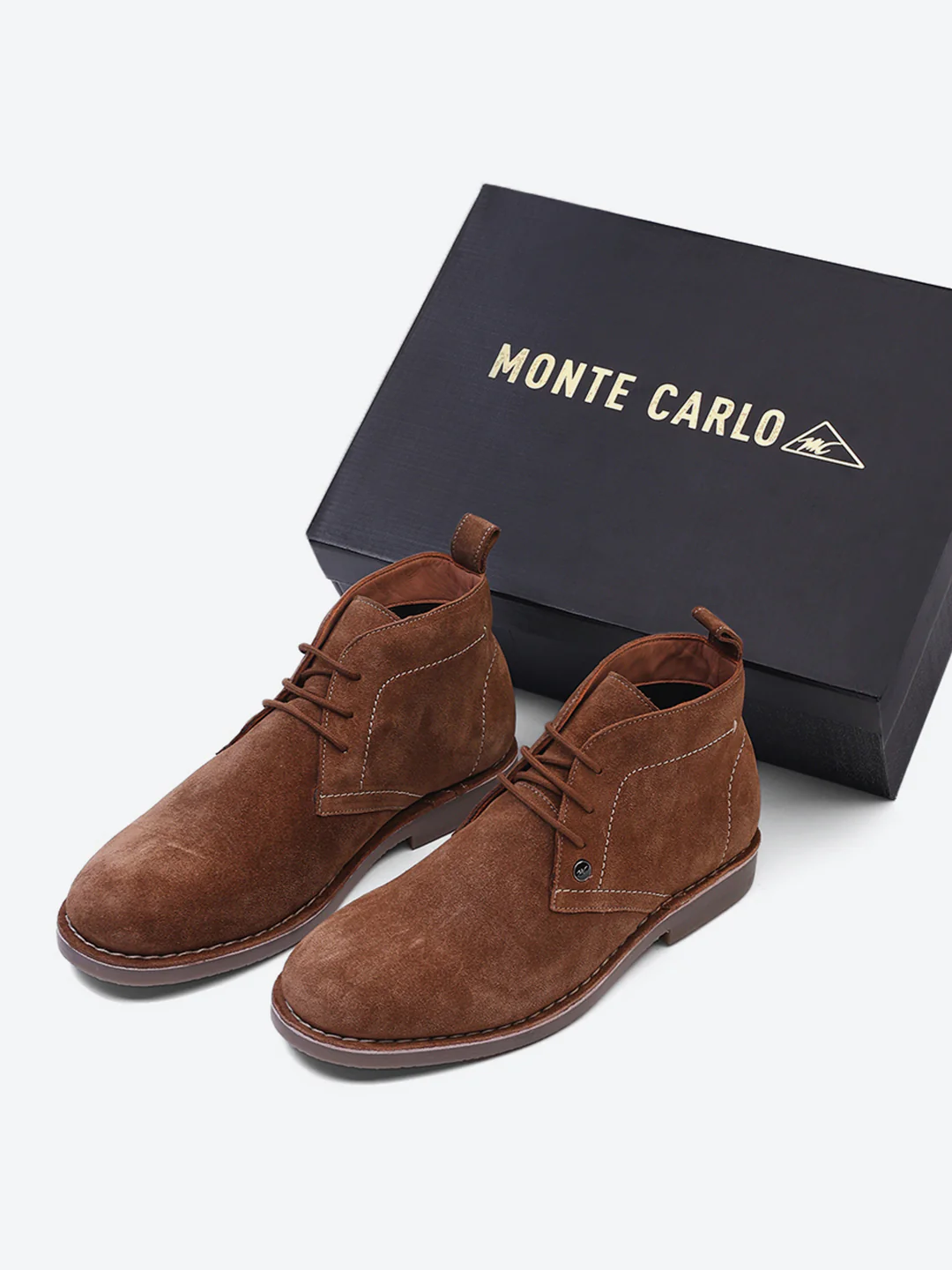 Men Tan Lace Up Genuine Leather Chukka Boots - Image 2