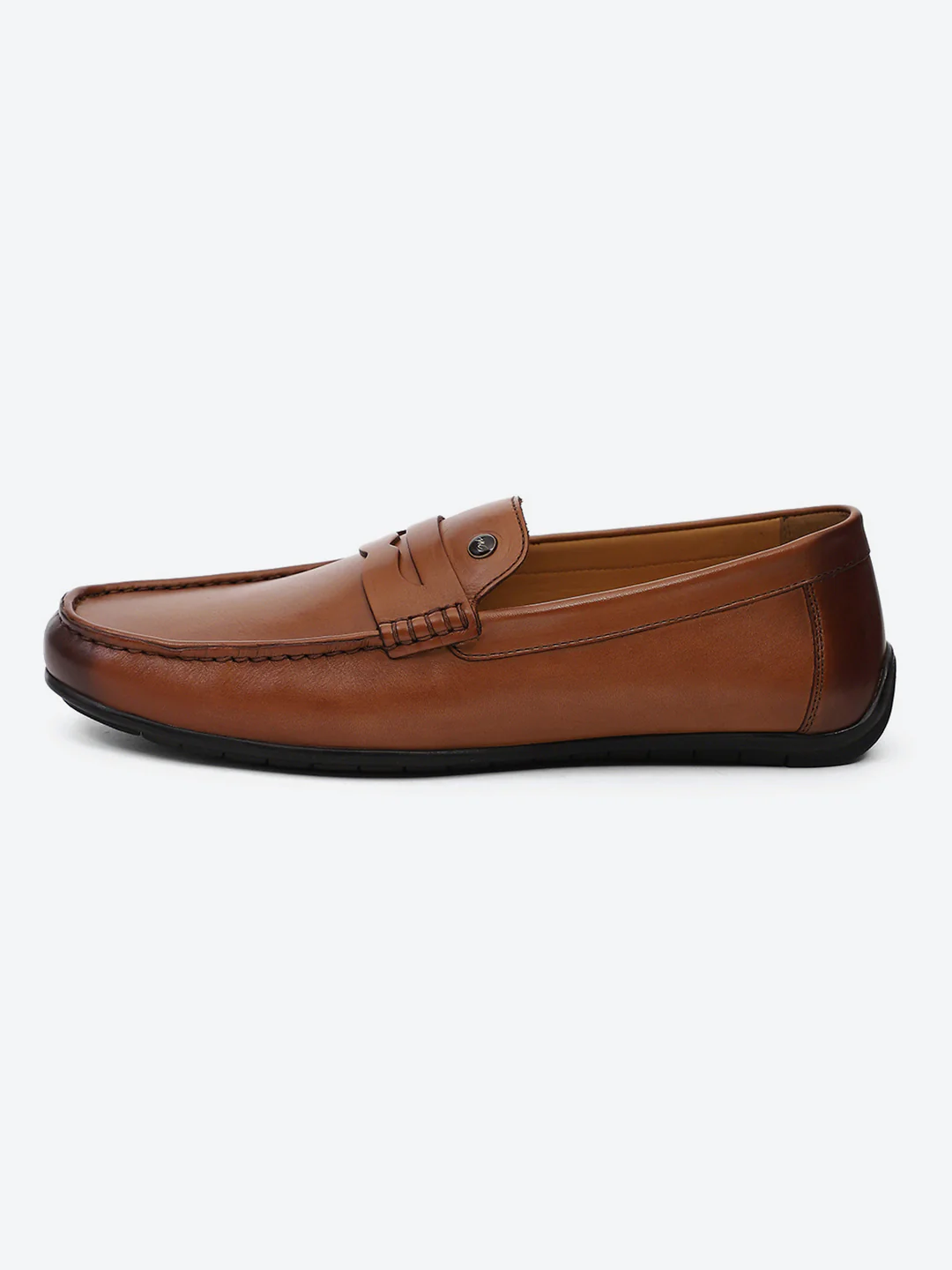 Men Tan Slip on Genuine Leather Loafers - Image 4
