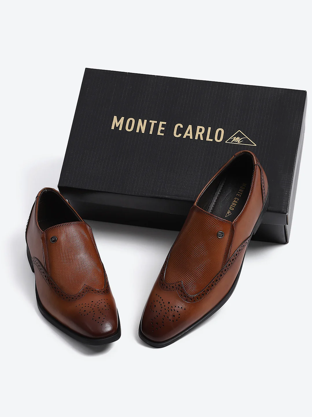 Men Tan Solid Slip on Genuine Leather Formal Shoes