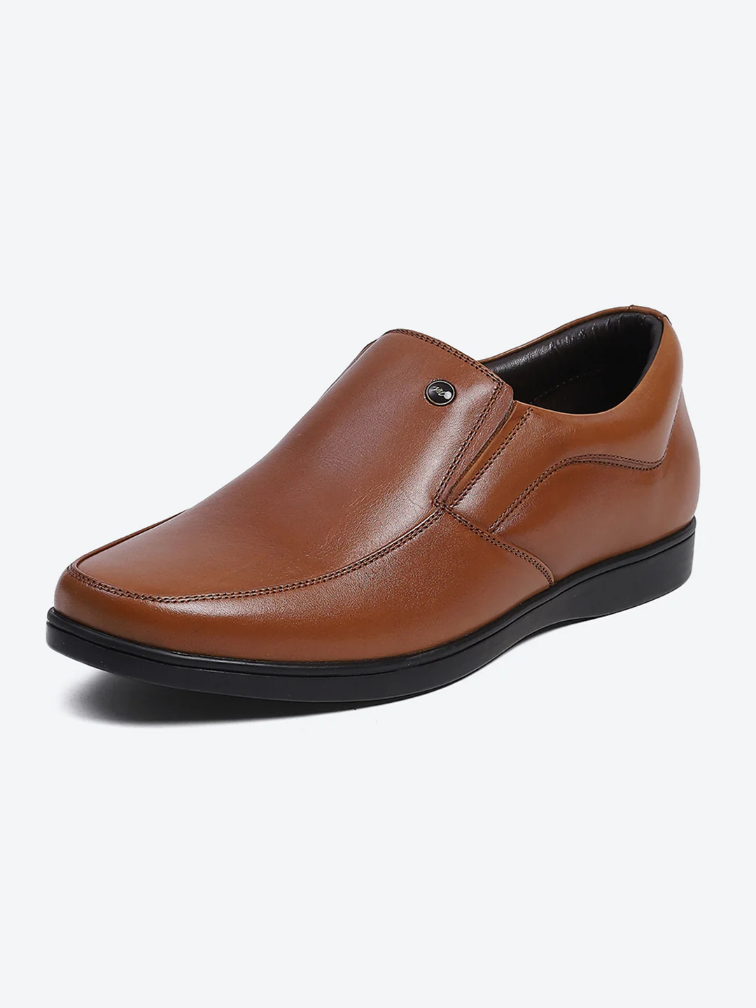 Men Tan Solid Slip on Genuine Leather Square Toe Slip on Shoes - Image 2
