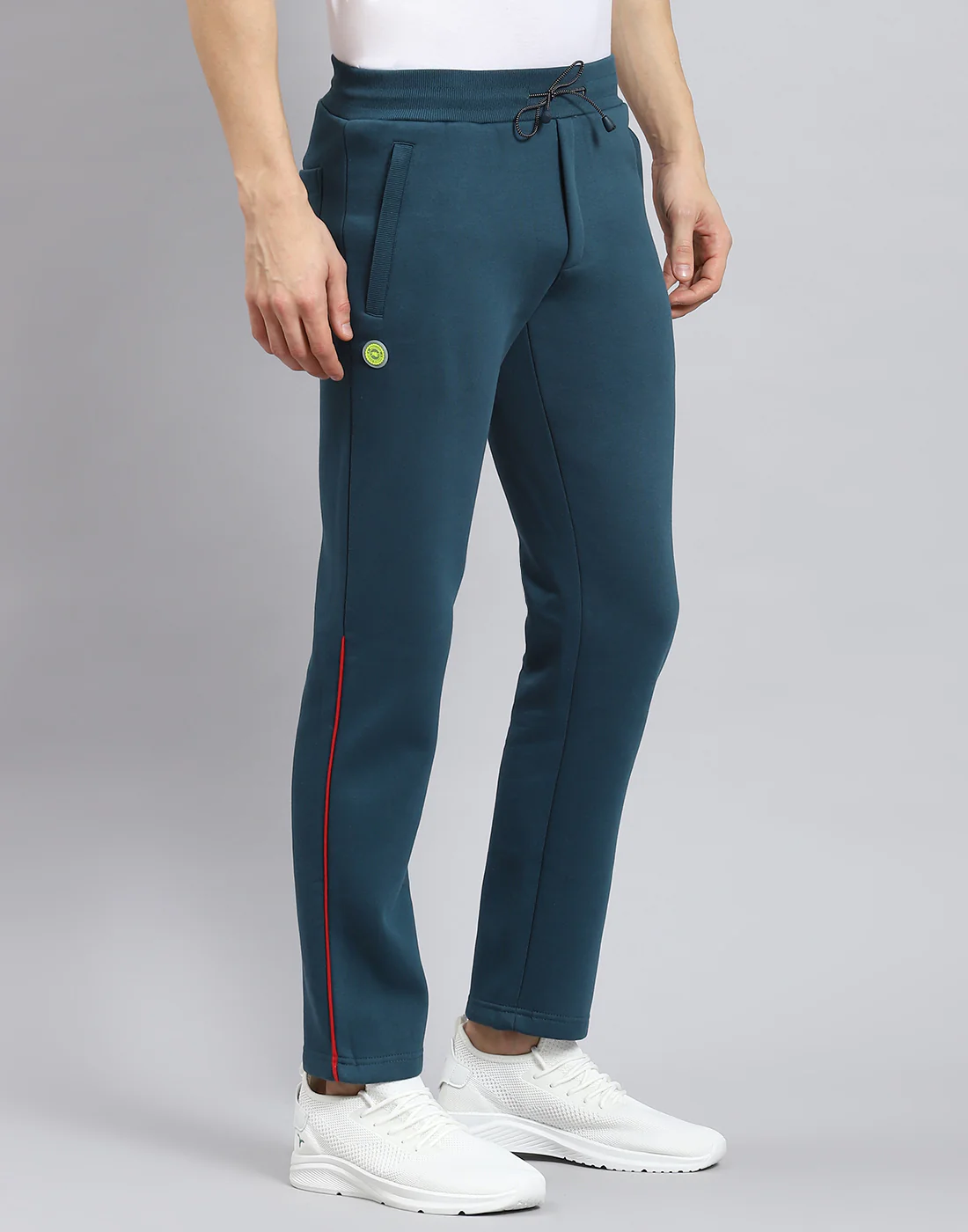 Men Teal Blue Solid Regular Fit Winter Lower