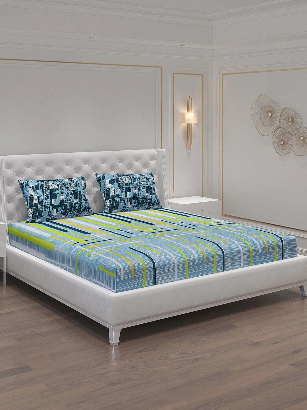 MOCA by Monte Carlo 104 GSM Cotton Double Bedsheet With 2 Pillow Covers