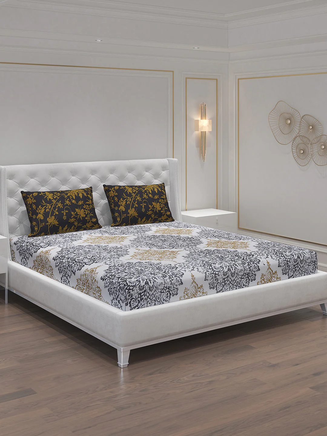 MOCA by Monte Carlo 104 GSM Cotton Double Bedsheet With 2 Pillow Covers