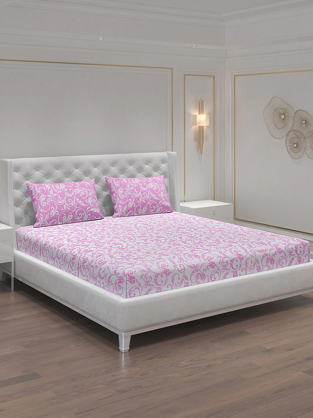 MOCA by Monte Carlo 104 TC Cotton Double Bedsheet with 2 Pillow Covers