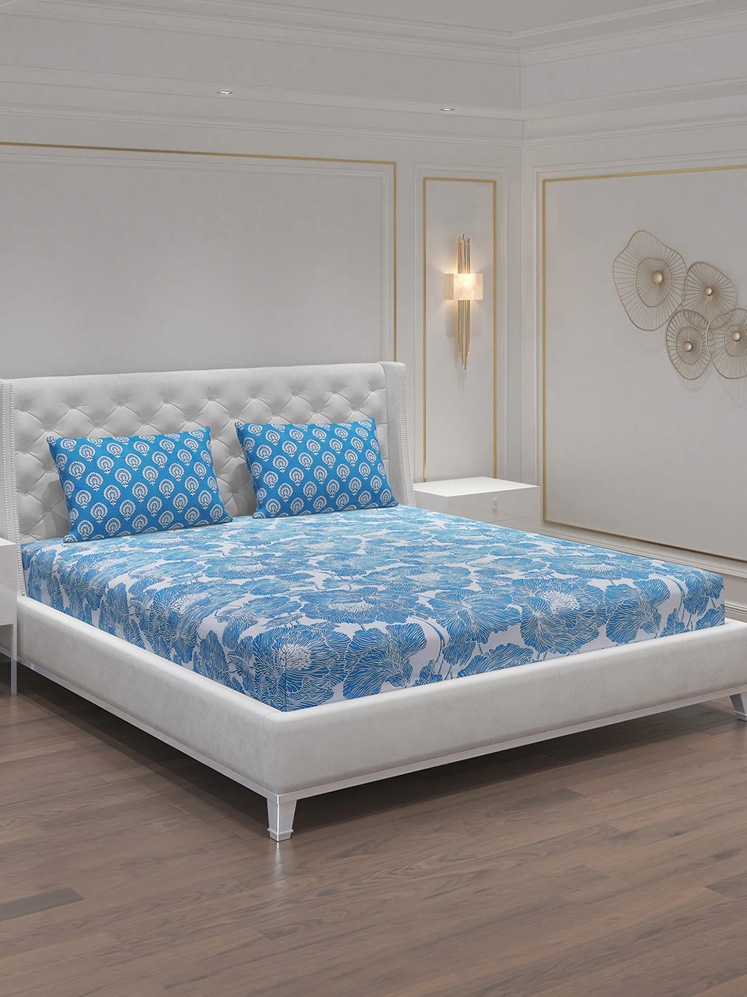 MOCA by Monte Carlo 144 TC Cotton King Bedsheet with 2 Pillow Covers