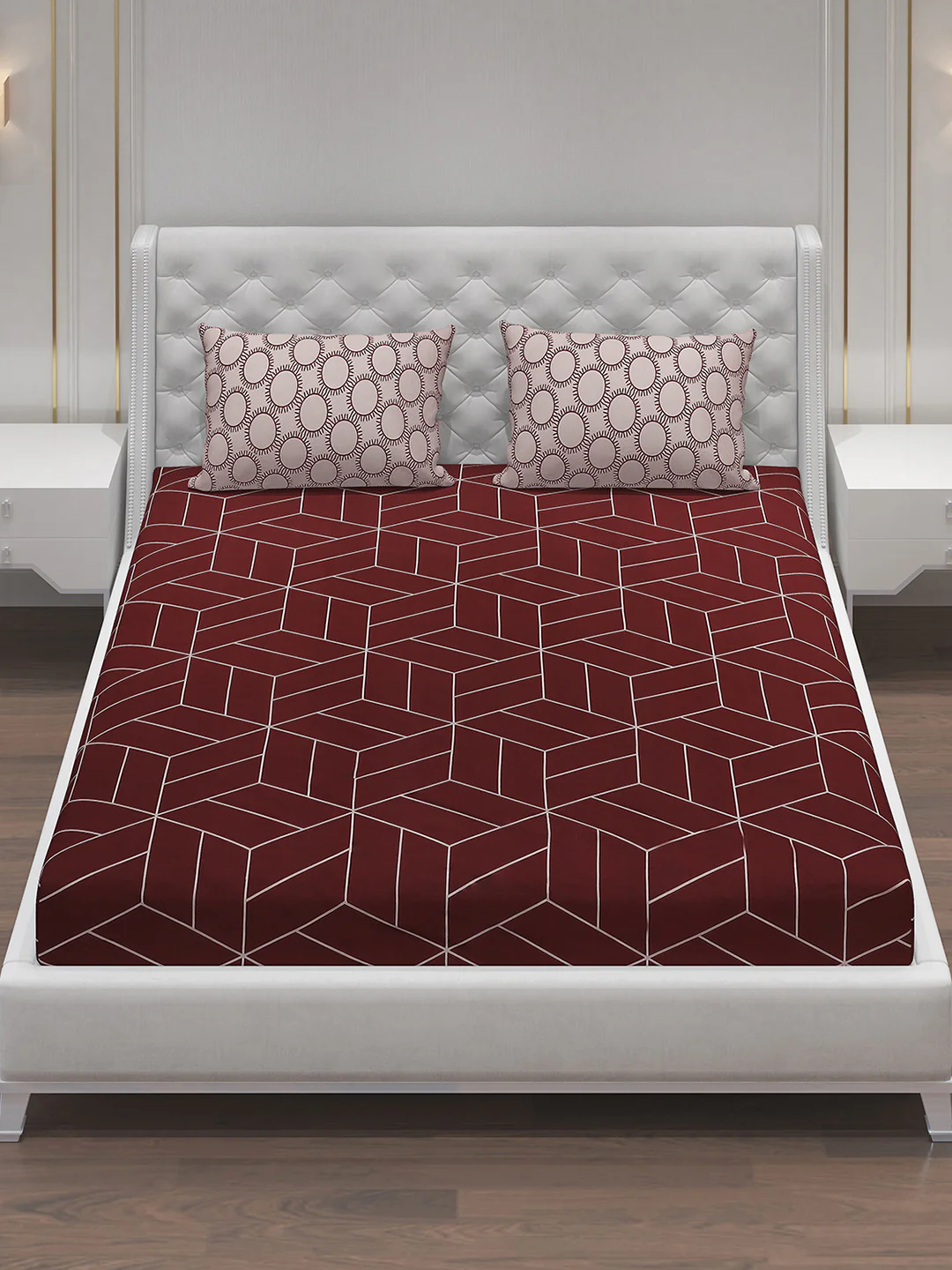 MOCA by Monte Carlo 144 TC Cotton King Bedsheet with 2 Pillow Covers - Image 2