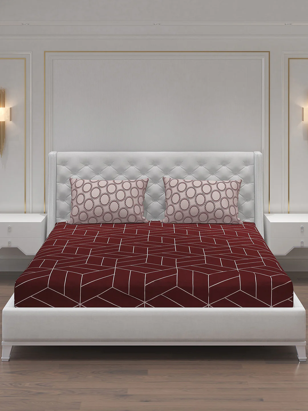 MOCA by Monte Carlo 144 TC Cotton King Bedsheet with 2 Pillow Covers - Image 3