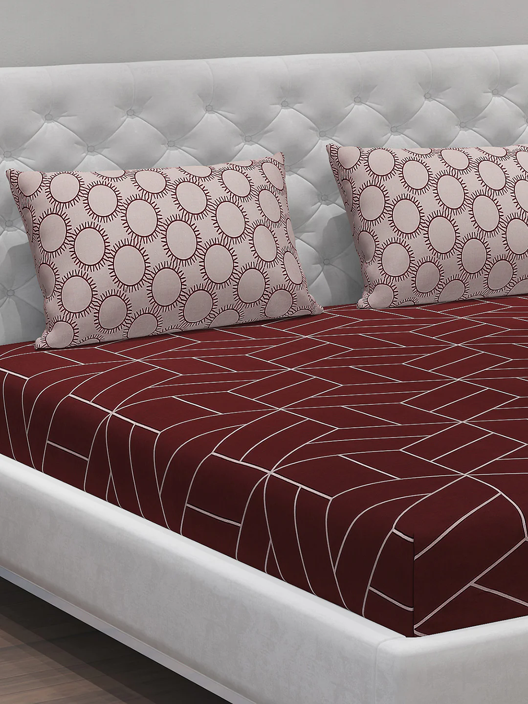 MOCA by Monte Carlo 144 TC Cotton King Bedsheet with 2 Pillow Covers - Image 4