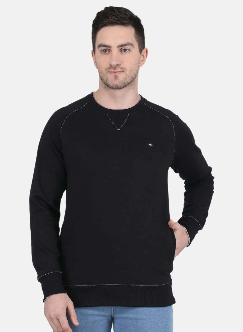 Men Black Solid Sweatshirt