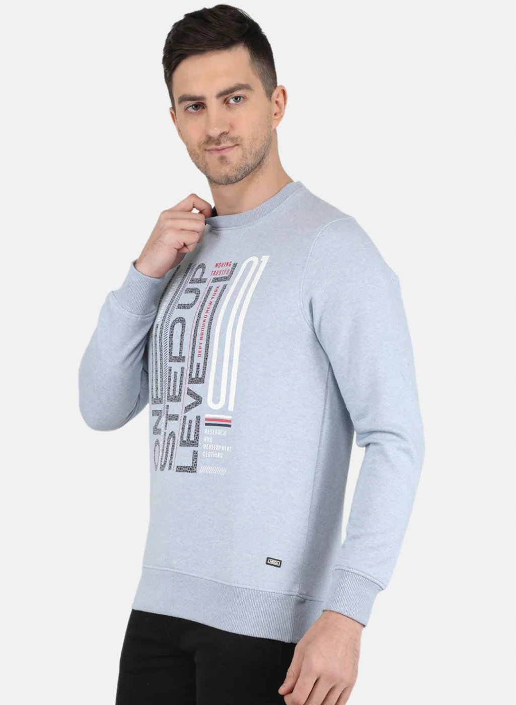Men Blue Solid Sweatshirt - Image 2