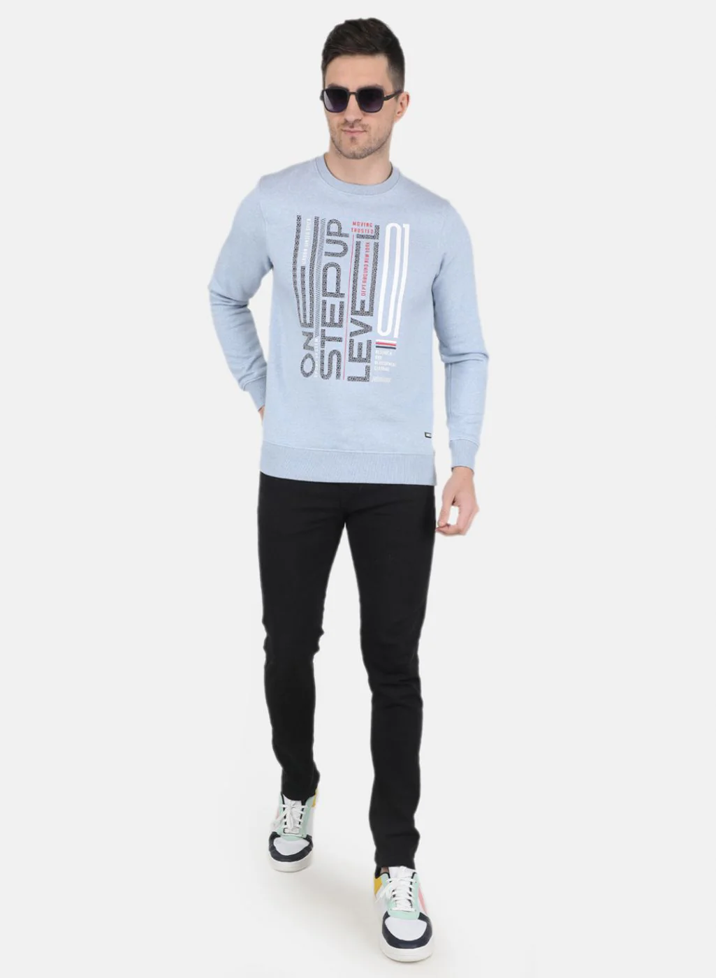 Men Blue Solid Sweatshirt - Image 4