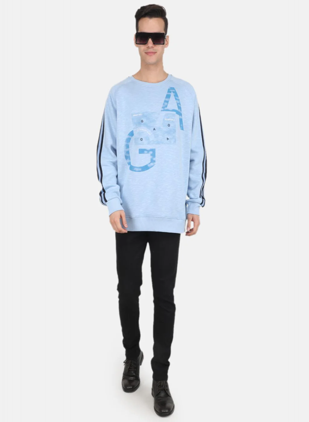 Men Blue Solid Sweatshirt - Image 4