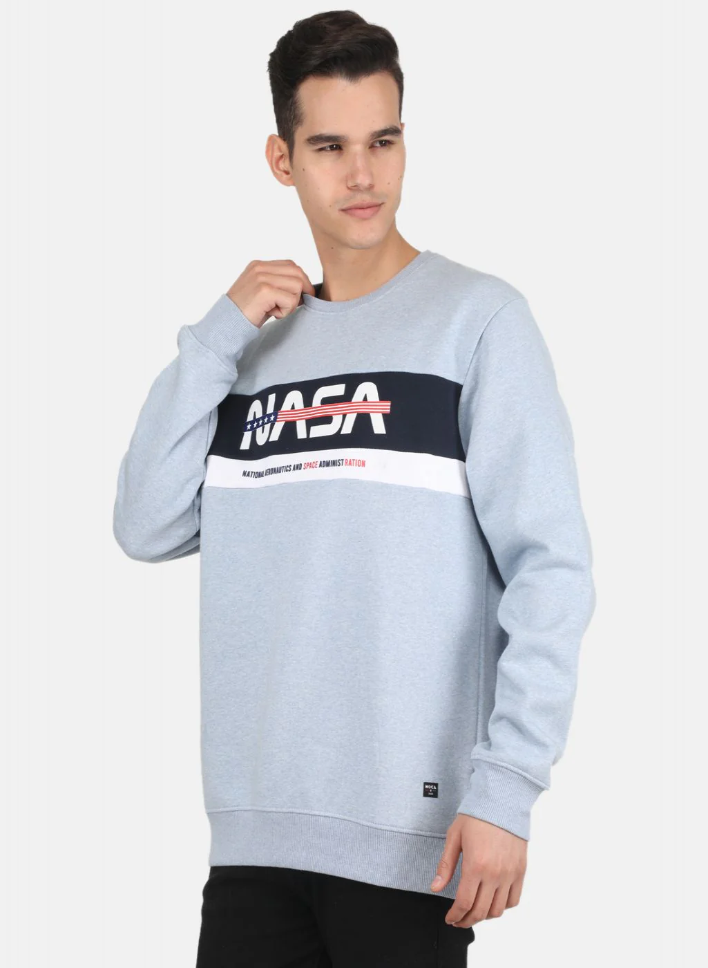 Men Blue Solid Sweatshirt - Image 2