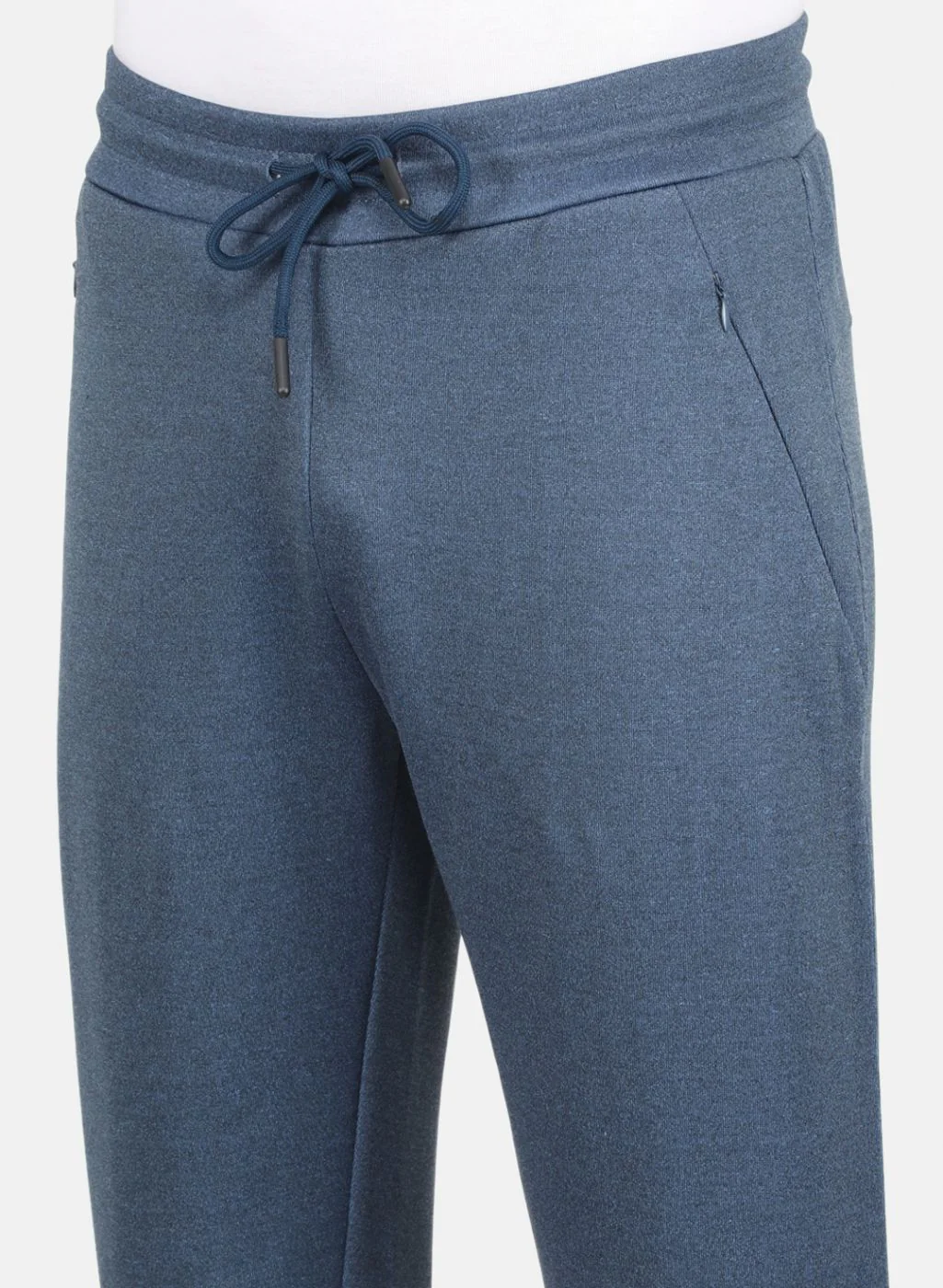Men Blue Solid Mock Neck Full Sleeve Tracksuit - Image 6