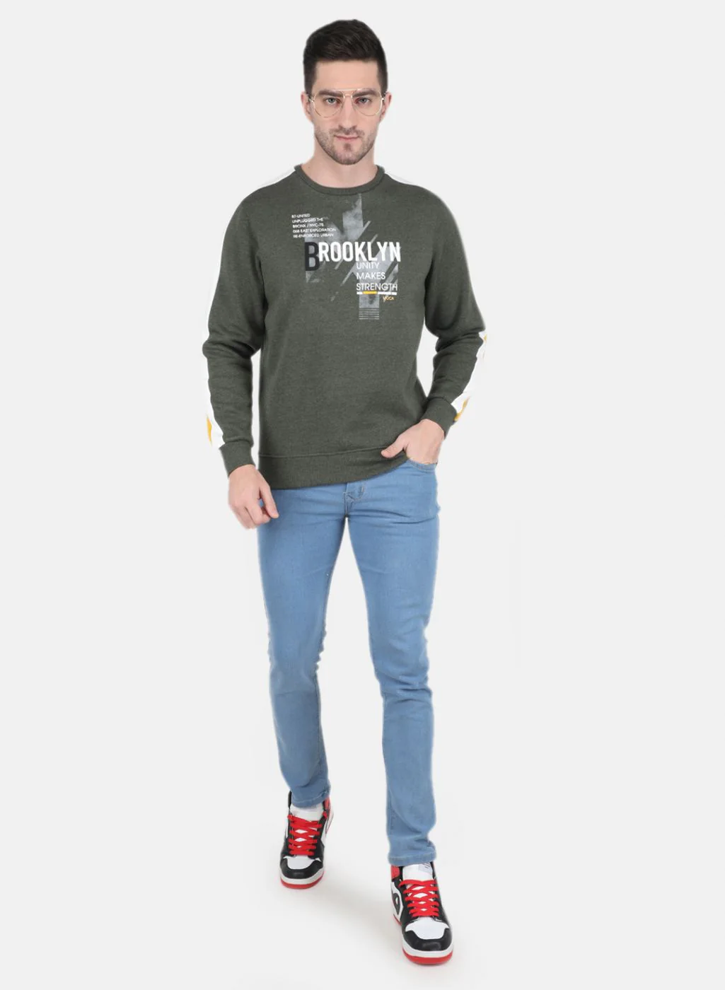 Men Olive Solid Sweatshirt - Image 4