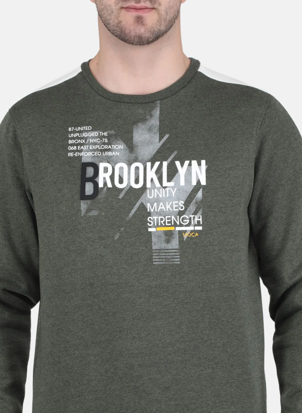 Men Olive Solid Sweatshirt - Image 5