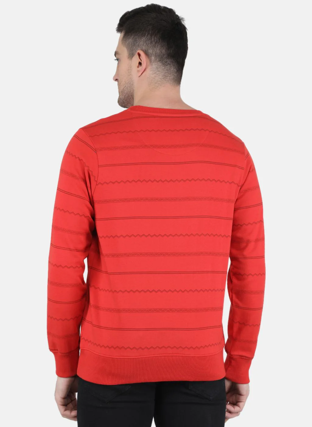 Men Orange Solid Sweatshirt - Image 3