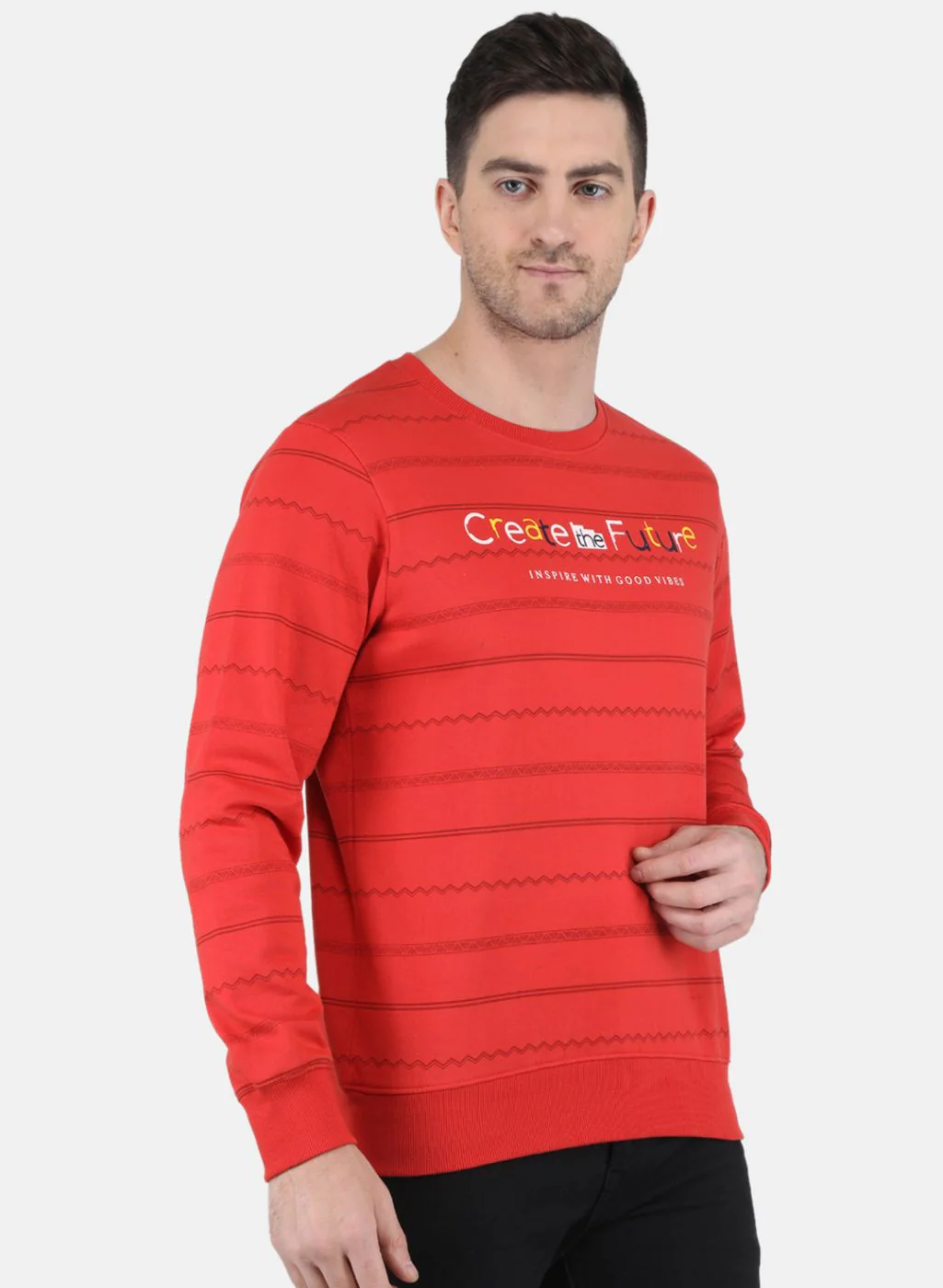 Men Orange Solid Sweatshirt - Image 6