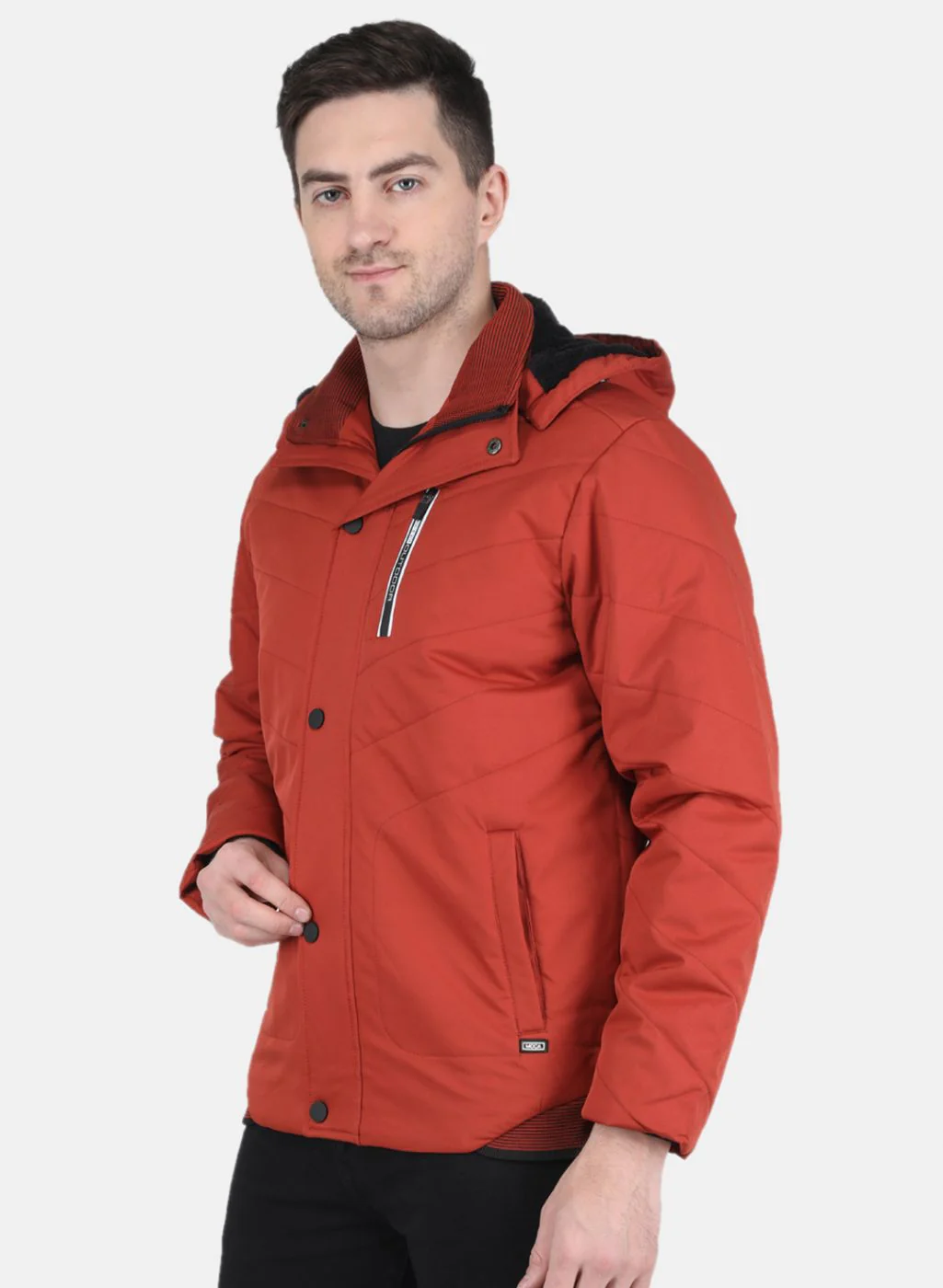Men Orange Solid Jacket - Image 2