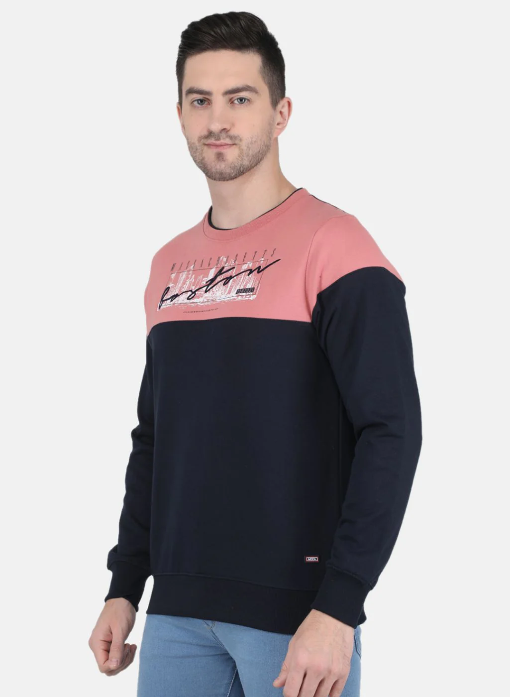 Men Peach Solid Sweatshirt - Image 2