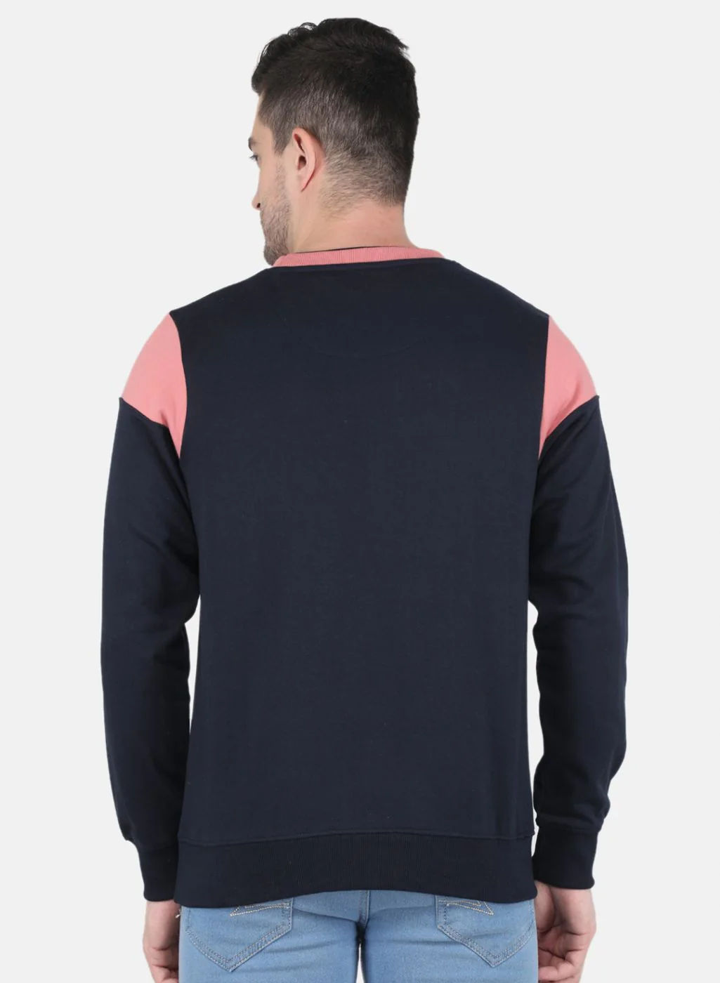 Men Peach Solid Sweatshirt - Image 3