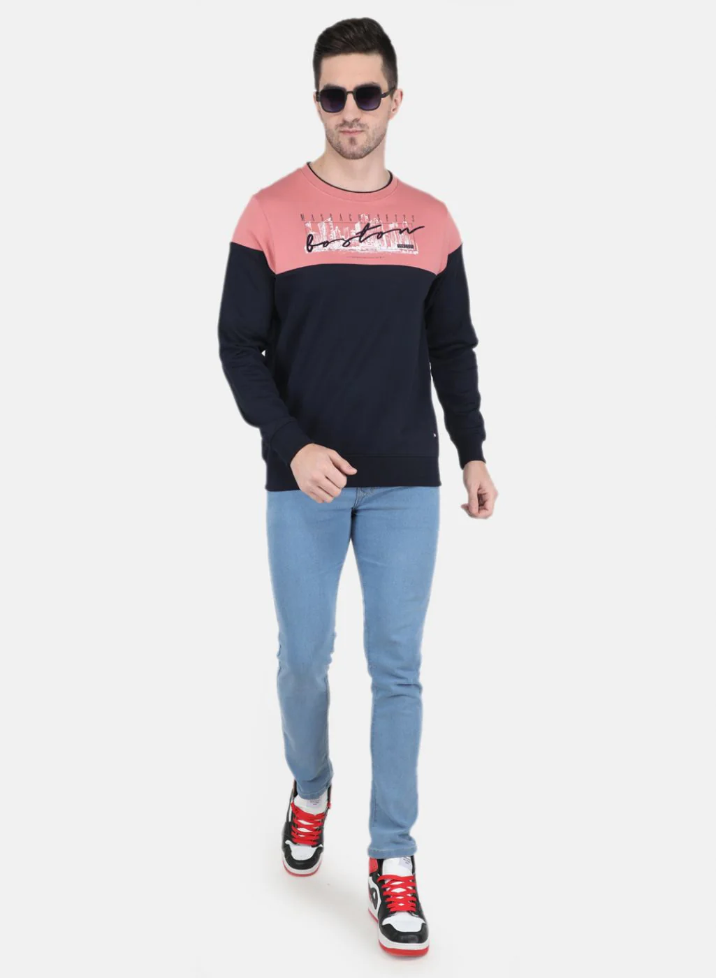 Men Peach Solid Sweatshirt - Image 4