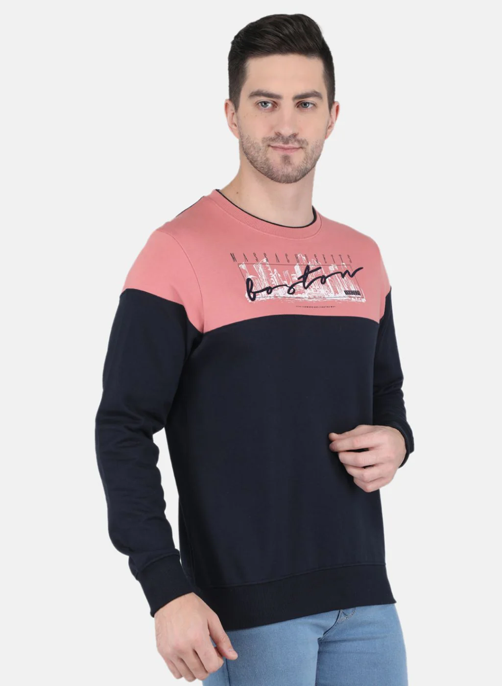 Men Peach Solid Sweatshirt - Image 6