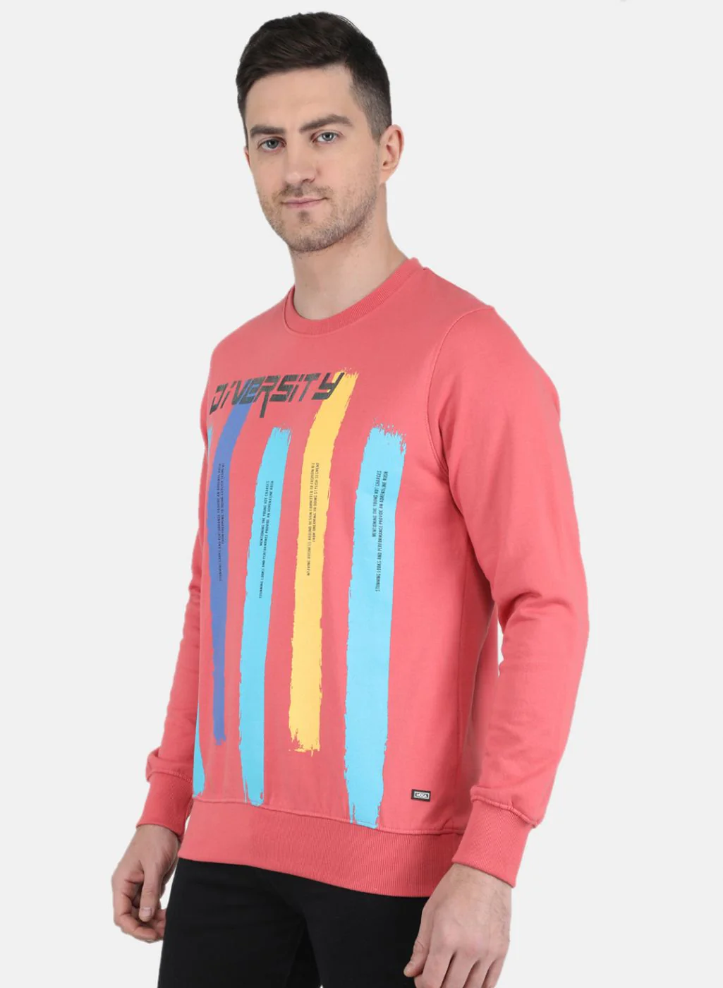 Men Peach Solid Sweatshirt - Image 2