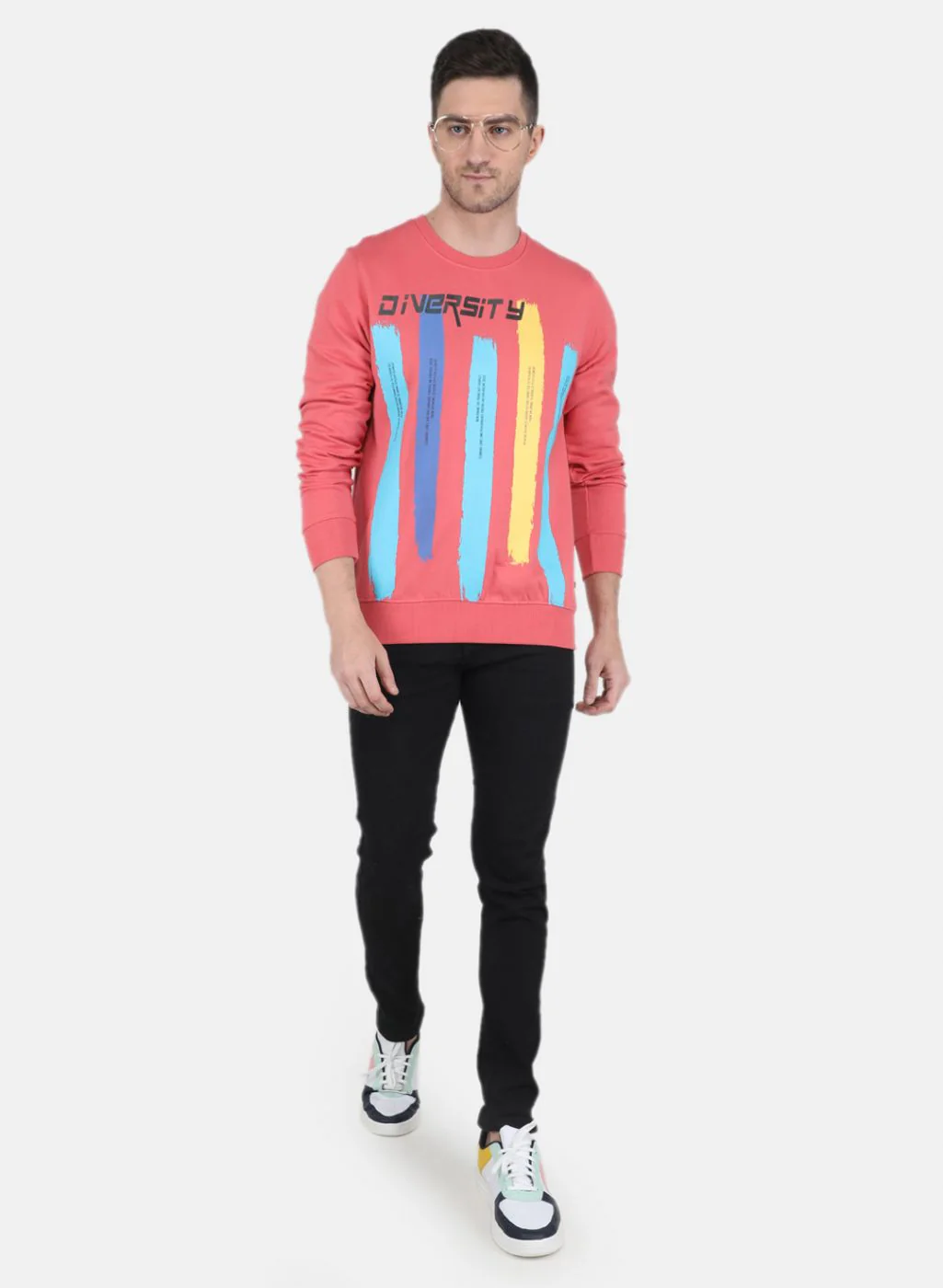 Men Peach Solid Sweatshirt - Image 4