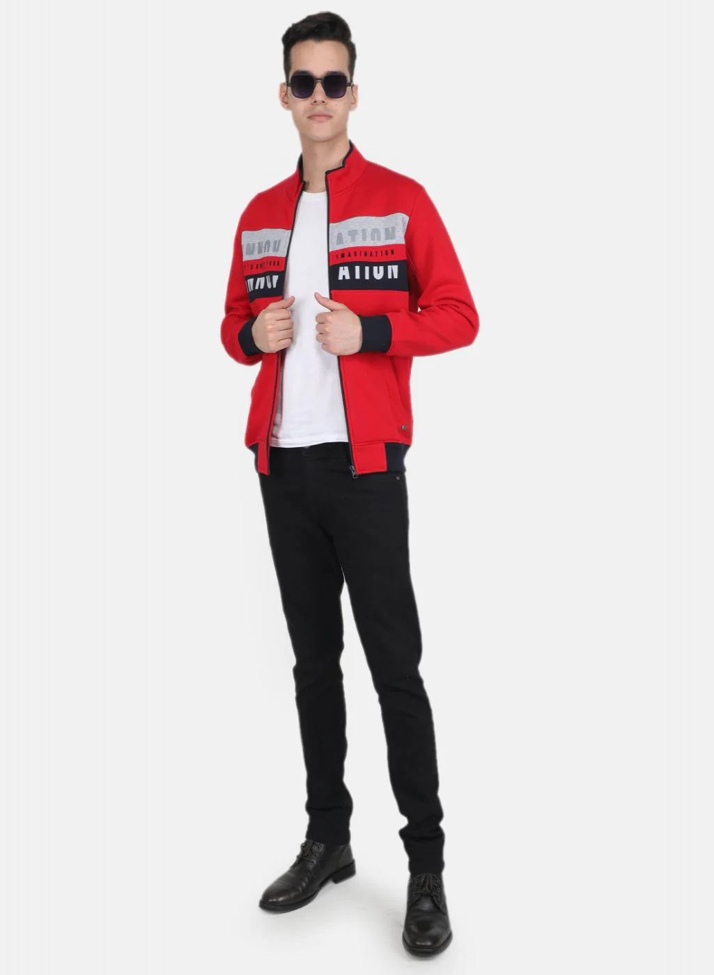 Men Red Solid Sweatshirt - Image 4