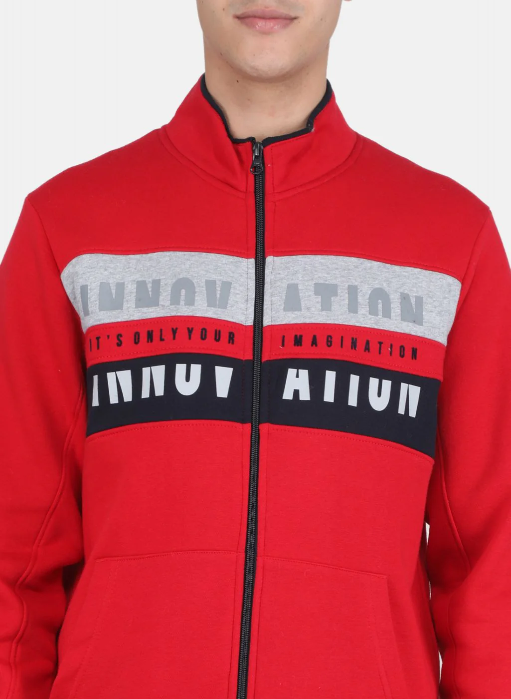 Men Red Solid Sweatshirt - Image 5