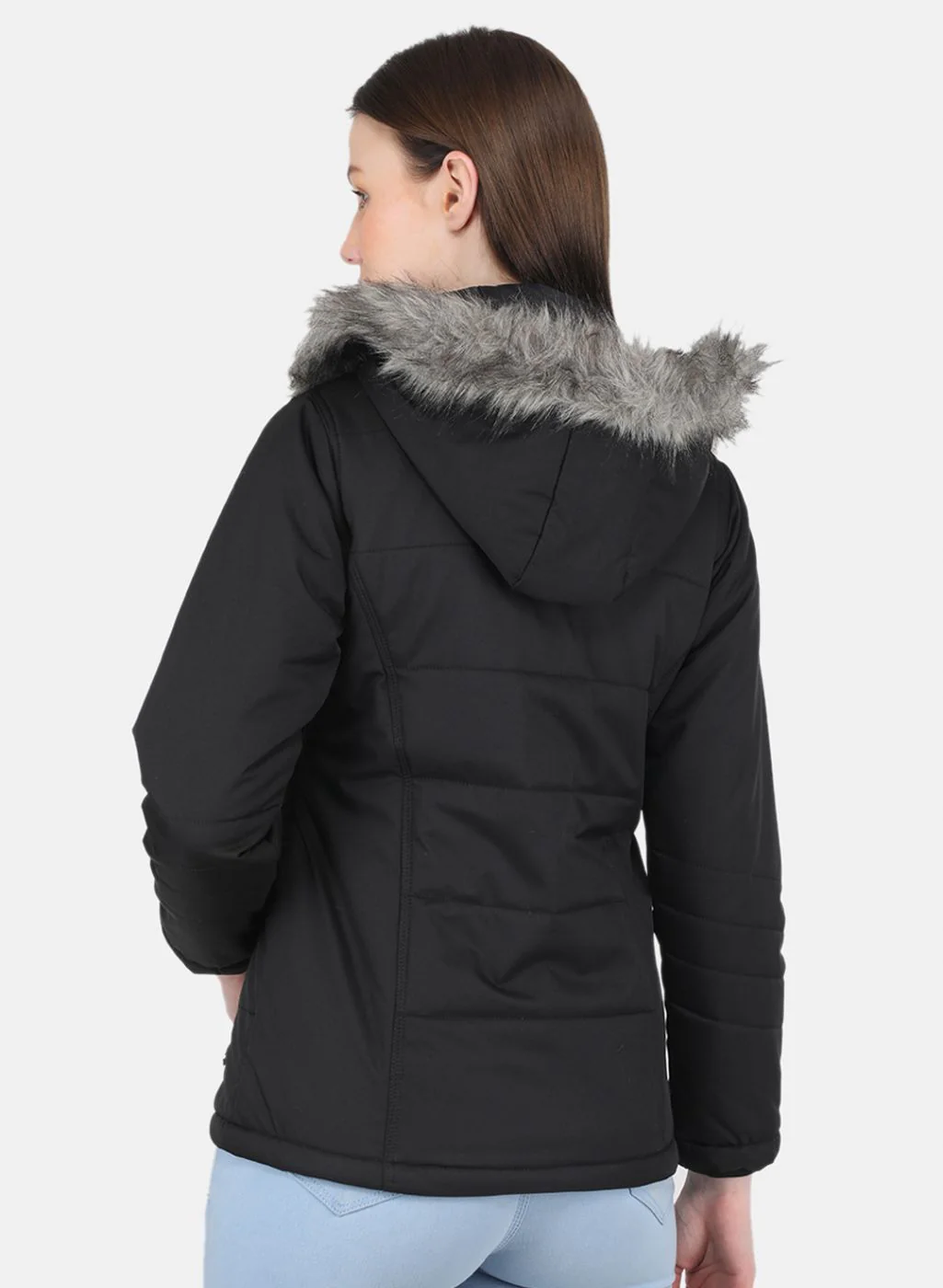 Women Black Solid Jacket - Image 3