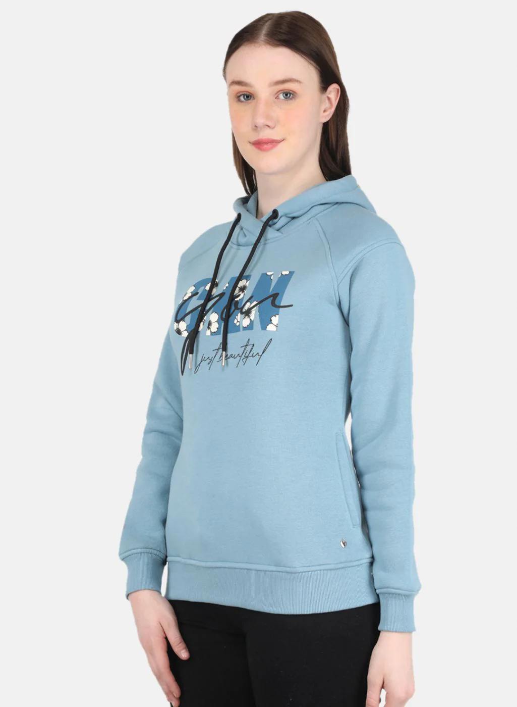 Women Blue Printed Sweatshirt - Image 2