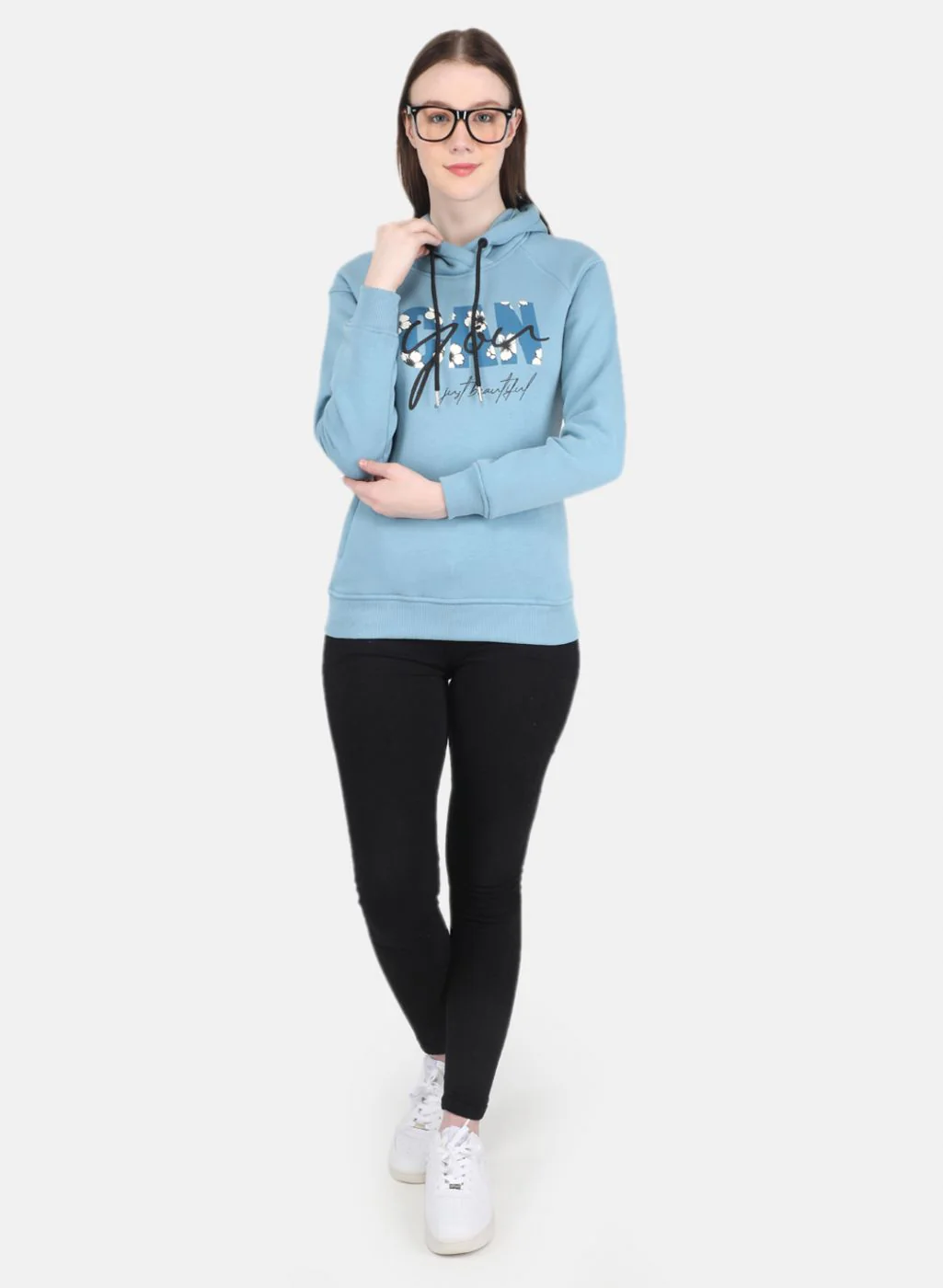 Women Blue Printed Sweatshirt - Image 4