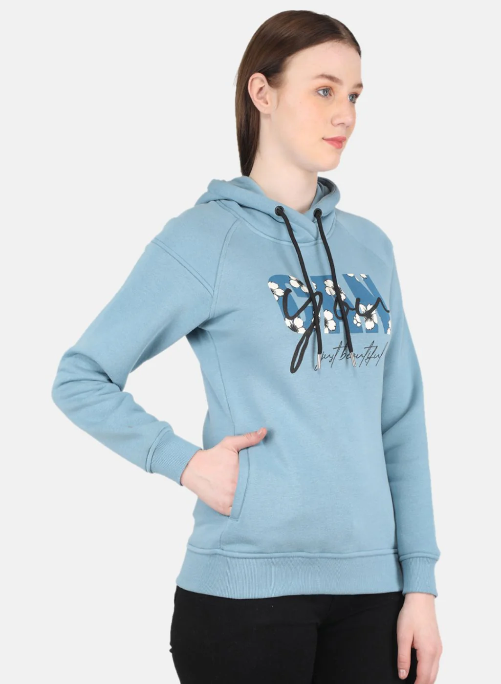 Women Blue Printed Sweatshirt - Image 6